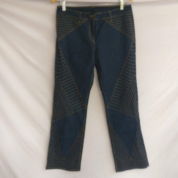 Vintage 90s Spider Web Dark academia Flared Jeans w10 +MEASUREMENT - Picture 1 of 8